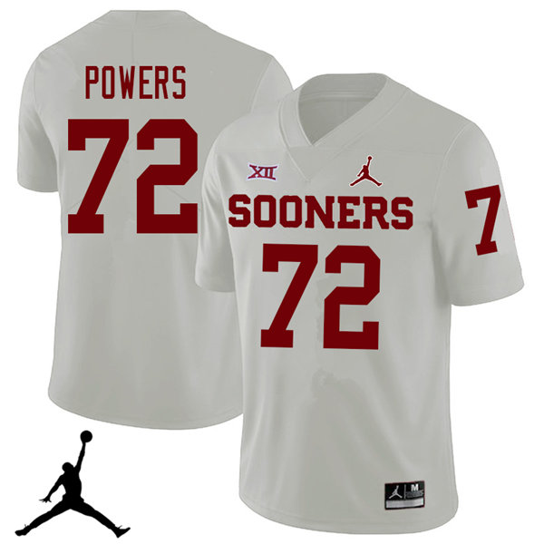 Jordan Brand Men #72 Ben Powers Oklahoma Sooners 2018 College Football Jerseys Sale-White - Click Image to Close